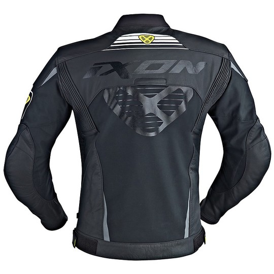 In leather and textile motorcycle jacket Ixon Frantic Black Yellow White Vivo