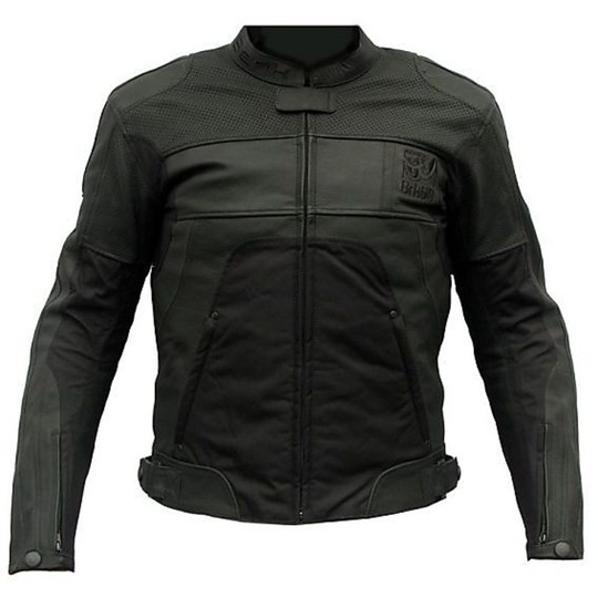 In Motorcycle Jacket in Black Genuine Leather Berik Model BRK69