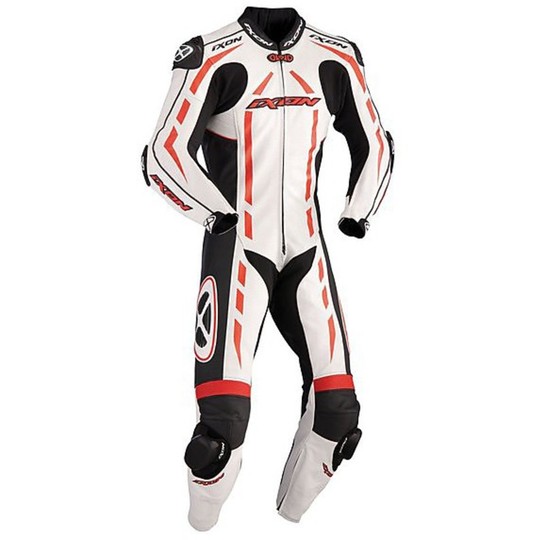 In Motorcycle Suit Professional Genuine Cowhide Leather Ixon Pulsar Air Red-White-Black