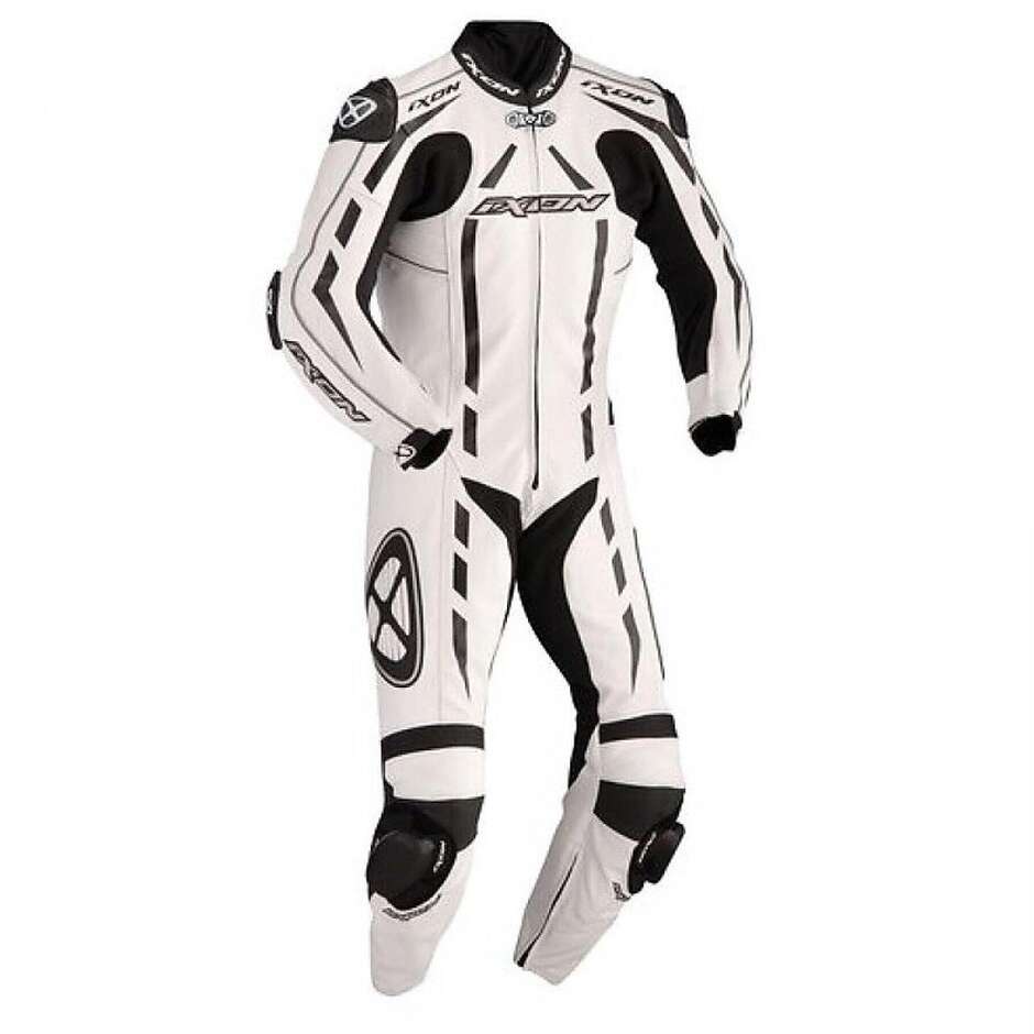 In Motorcycle Suit Professional Genuine Cowhide Leather Ixon Pulsar Air White / Black / Silver