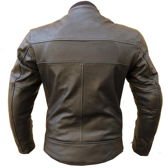 In Motorrad-Jacke-Jacke aus echtem Leder perforiert Schwarz Sheild Modell Eagle Air