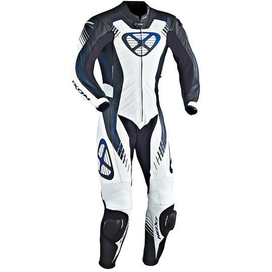 In overalls Moto Professional Genuine Cowhide Leather Ixon Starbust Black Blue White