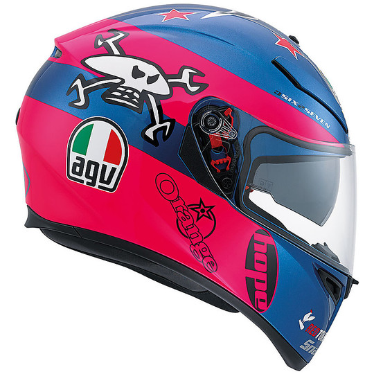 Inetgrale Motorcycle Helmet AGV K-3 SV Double Visor Guy Martin Replica Pink