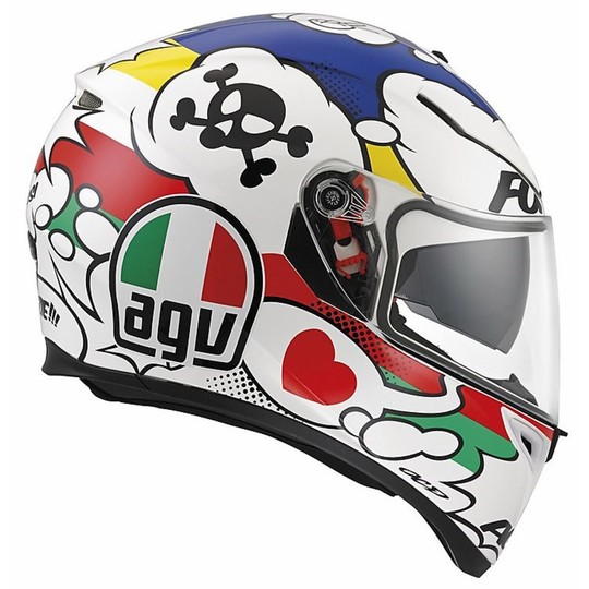 Inetgrale Motorcycle Helmet AGV K-3 SV Double Visor Multi Comic White