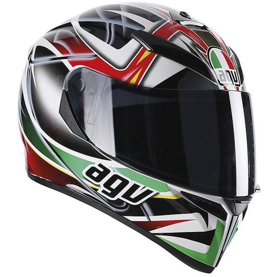 Inetgrale Motorcycle Helmet AGV K-3 SV Double Visor Multi Rav Black White Green