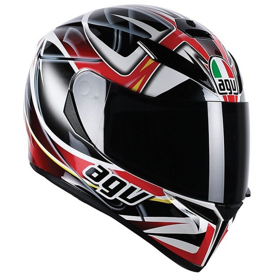 Inetgrale Motorcycle Helmet AGV K-3 SV Double Visor Multi Rav Black White Red