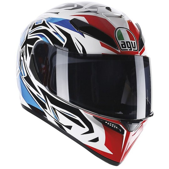 Inetgrale Motorcycle Helmet AGV K-3 SV Double Visor Multi Rookie White Blue Red