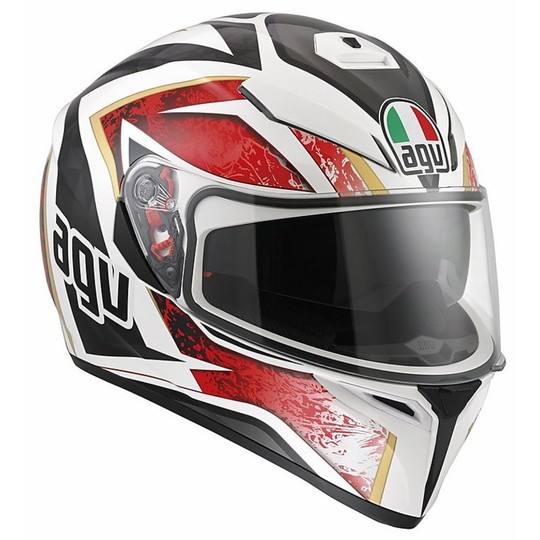 Inetgrale Motorcycle Helmet AGV K-3 SV Double Visor Multi Vulcan White Black Red