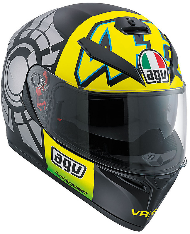 Inetgrale Motorcycle Helmet AGV K-3 SV Visor Double Top Winter Test Replica Valentino Rossi For Sale Online -