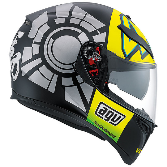 Inetgrale Motorcycle Helmet AGV K-3 SV Visor Double Top Winter Test Replica Valentino Rossi