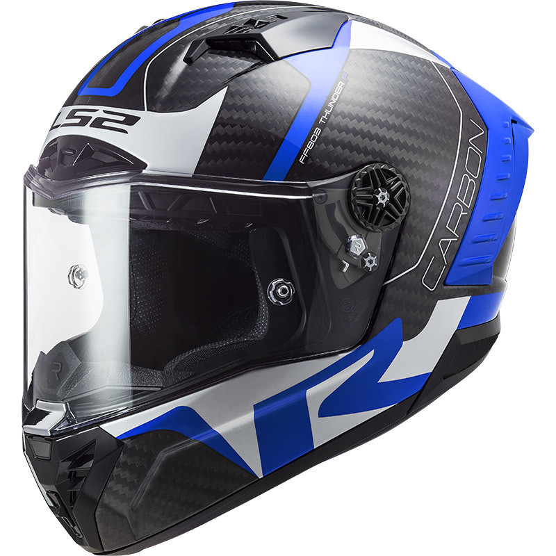Integral Carbon Motorcycle Helmet Ls2 FF805 THUNDER C RACING1 Blue White -06