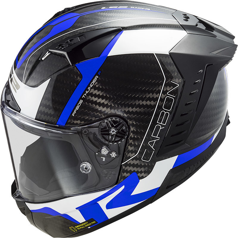 Integral Carbon Motorcycle Helmet Ls2 FF805 THUNDER C RACING1 Blue White -06