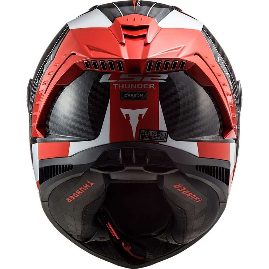 Integral Carbon Motorcycle Helmet Ls2 FF805 THUNDER C RACING1 Red White Glossy -06