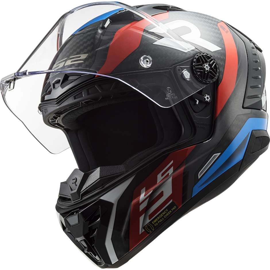 Integral Carbon Motorcycle Helmet Ls2 FF805 THUNDER C SUPRA Red Blue -06