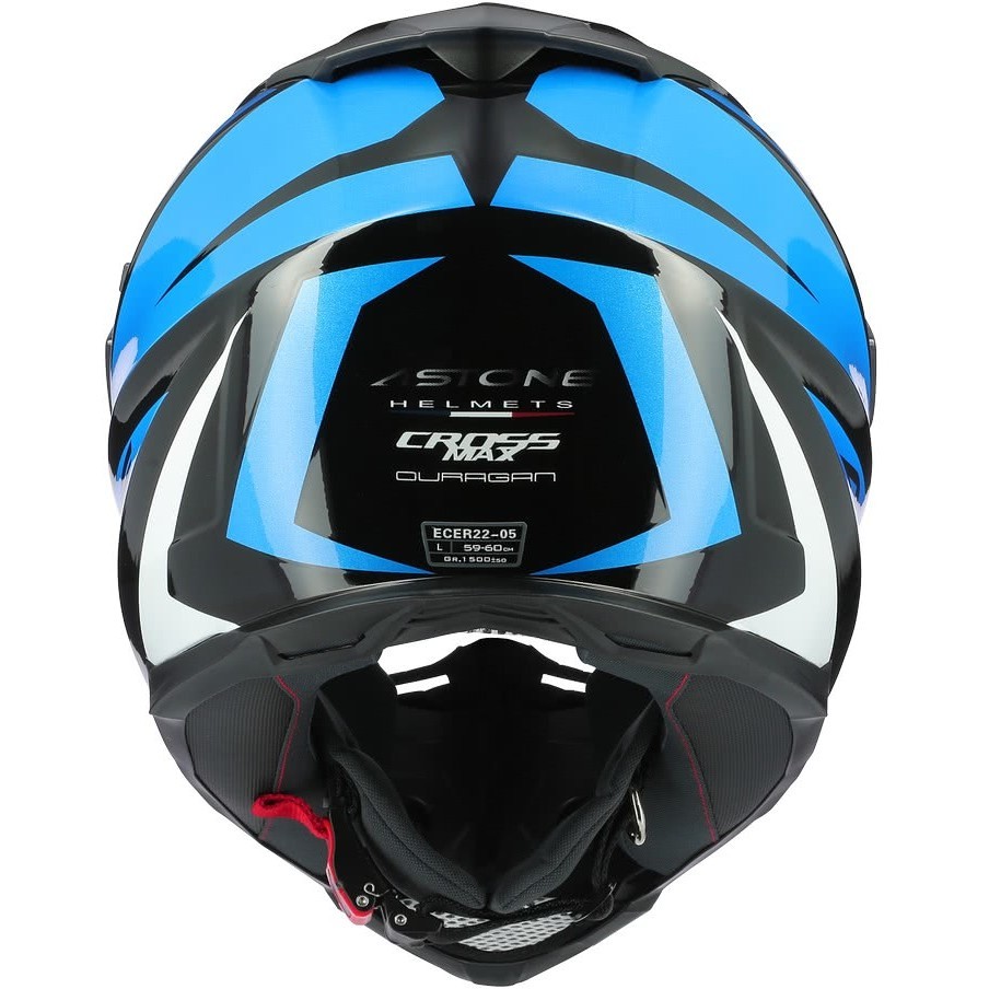 Integral Cross-Enduro Motorcycle Helmet Astone CROSSMAX Ouragan Blue Chrome