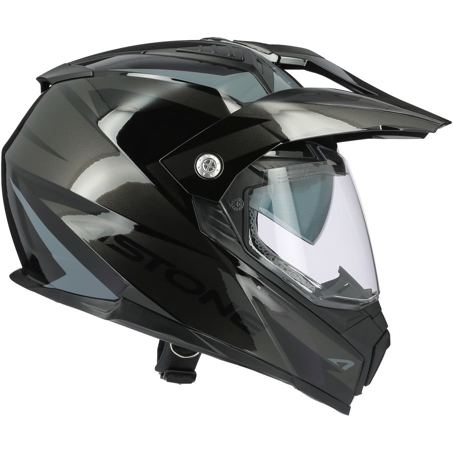Integral Cross-Enduro Motorcycle Helmet Astone CROSSMAX Ouragan Glossy Black