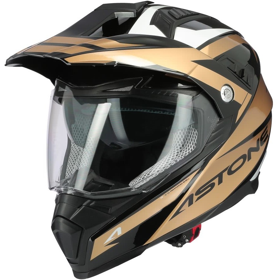 Integral Cross-Enduro Motorcycle Helmet Astone CROSSMAX Ouragan Glossy Gold