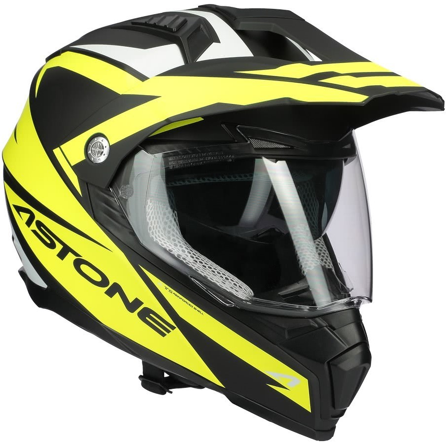 Integral Cross-Enduro Motorcycle Helmet Astone CROSSMAX Ouragan Matt Fluo Yellow