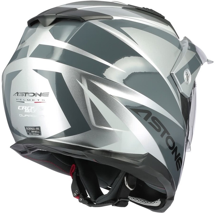 Integral Cross-Enduro Motorcycle Helmet Astone CROSSMAX Ouragan Silver Glossy