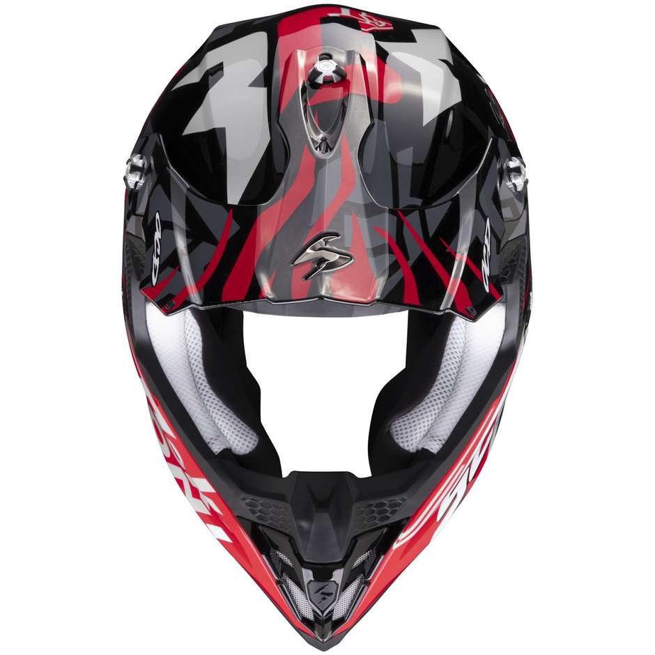 Integral Cross Enduro Motorcycle Helmet Scorpion VX 16 EVO AIR ROK Black Red