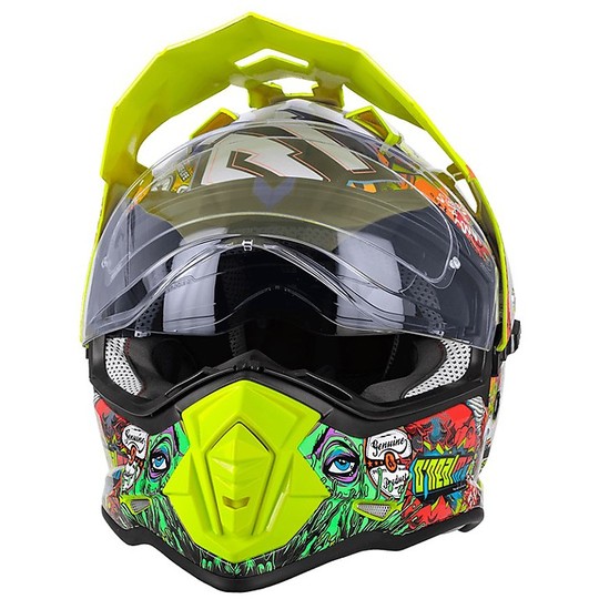 Integral Cross Enduro Motorcycle Helmet With Oneal Sierra Crank Yellow Visor
