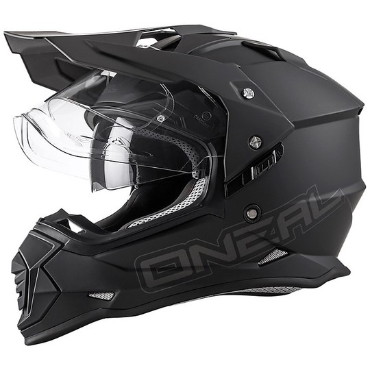 Integral Cross Enduro Motorcycle Helmet With Oneal Sierra Mono Matt Black Visor