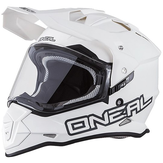 Integral Cross Enduro Motorcycle Helmet With Oneal Sierra Mono White Visor