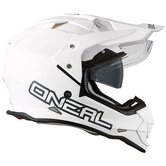 Integral Cross Enduro Motorcycle Helmet With Oneal Sierra Mono White Visor