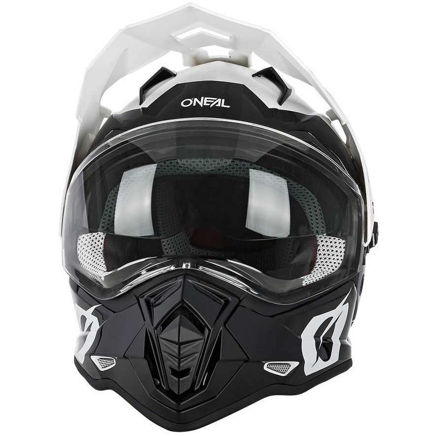 Integral Cross Enduro Motorcycle Helmet With Oneal SIERRA V.22 Black White Visor