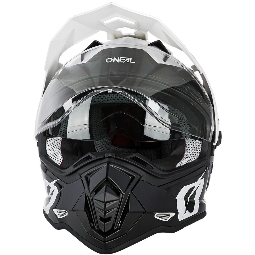 Integral Cross Enduro Motorcycle Helmet With Oneal SIERRA V.22 Black White Visor