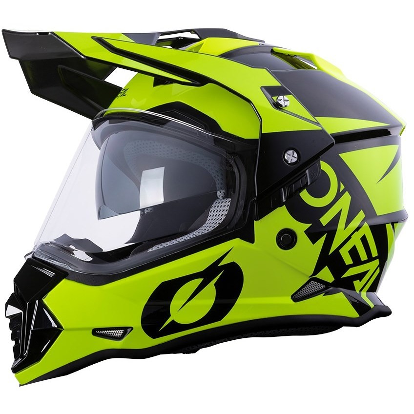 Integral Cross Enduro Motorcycle Helmet With Oneal SIERRA V.22 Black Yellow Visor