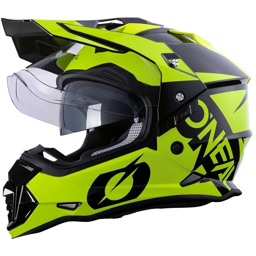 Integral Cross Enduro Motorcycle Helmet With Oneal SIERRA V.22 Black Yellow Visor