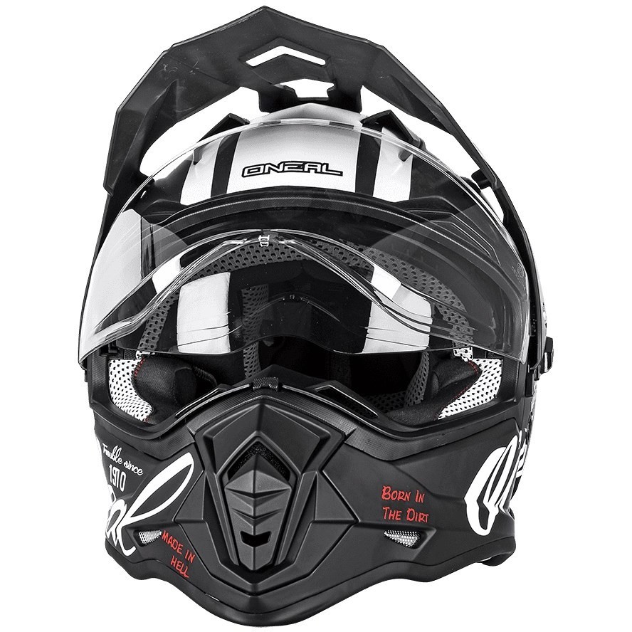Integral Cross Enduro Motorcycle Helmet With Oneal SIERRA V.22 Torment Black White Visor