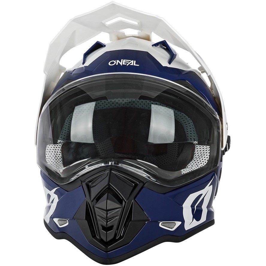 Integral Cross Enduro Motorcycle Helmet With Oneal SIERRA V.22 White Blue Visor