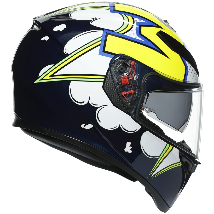 Integral Double Visor Motorcycle Helmet Agv K3 SV Multi bubble Blue White Yellow
