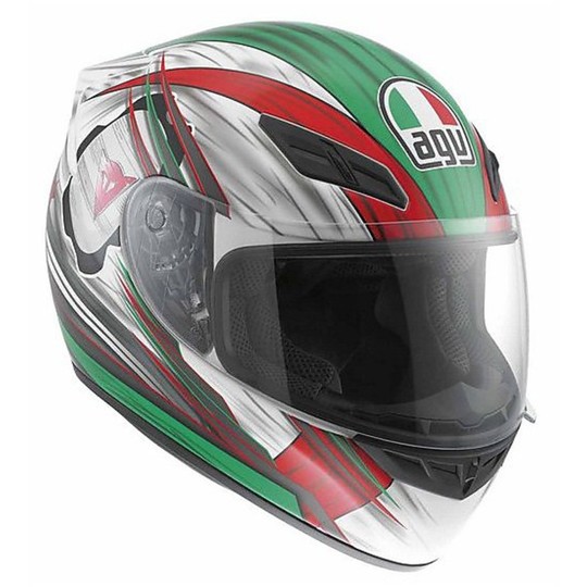 Integral Fiber Motorcycle Helmet AGV K-4 Multi Hang On White-Red-Green