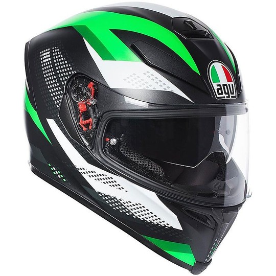 Integral Helmet AGV K-5 S Black Marble White Matte Green