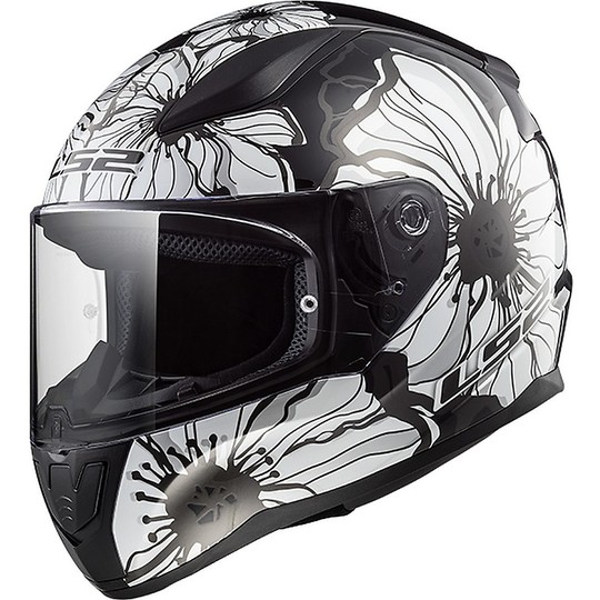 Integral Helmet Ls2 FF353 Rapid Poppies Black White