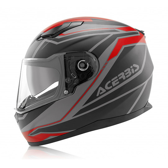 Integral Motorcycle Helmet Acerbis Double Visor X-Street Red Gray