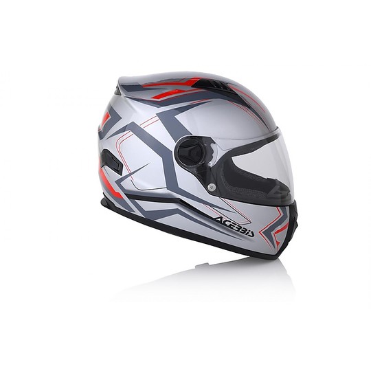 Integral Motorcycle Helmet Acerbis FS-807 Silver Red