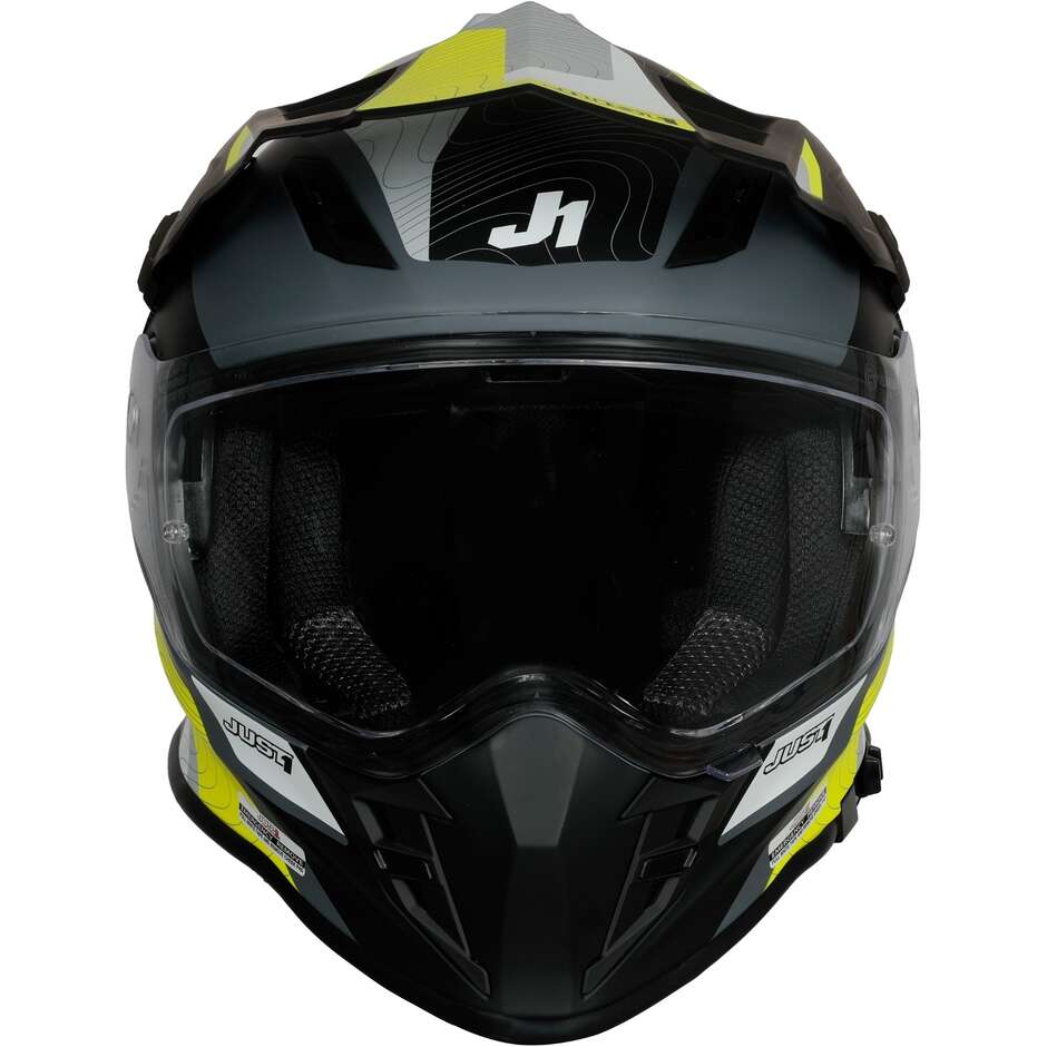 Integral Motorcycle Helmet Adventure Just1 J34 Pro Globe Black Yellow