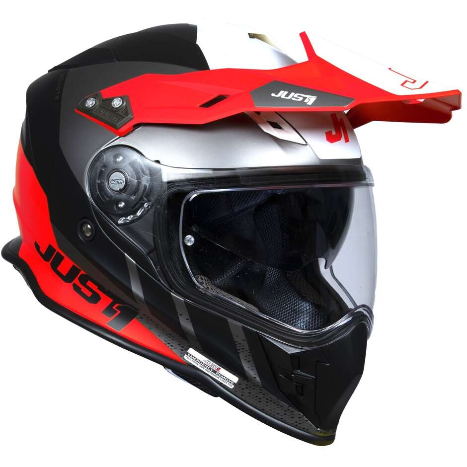 Integral Motorcycle Helmet Adventure Just1 J34 Pro Outerspace Fluo Red Black