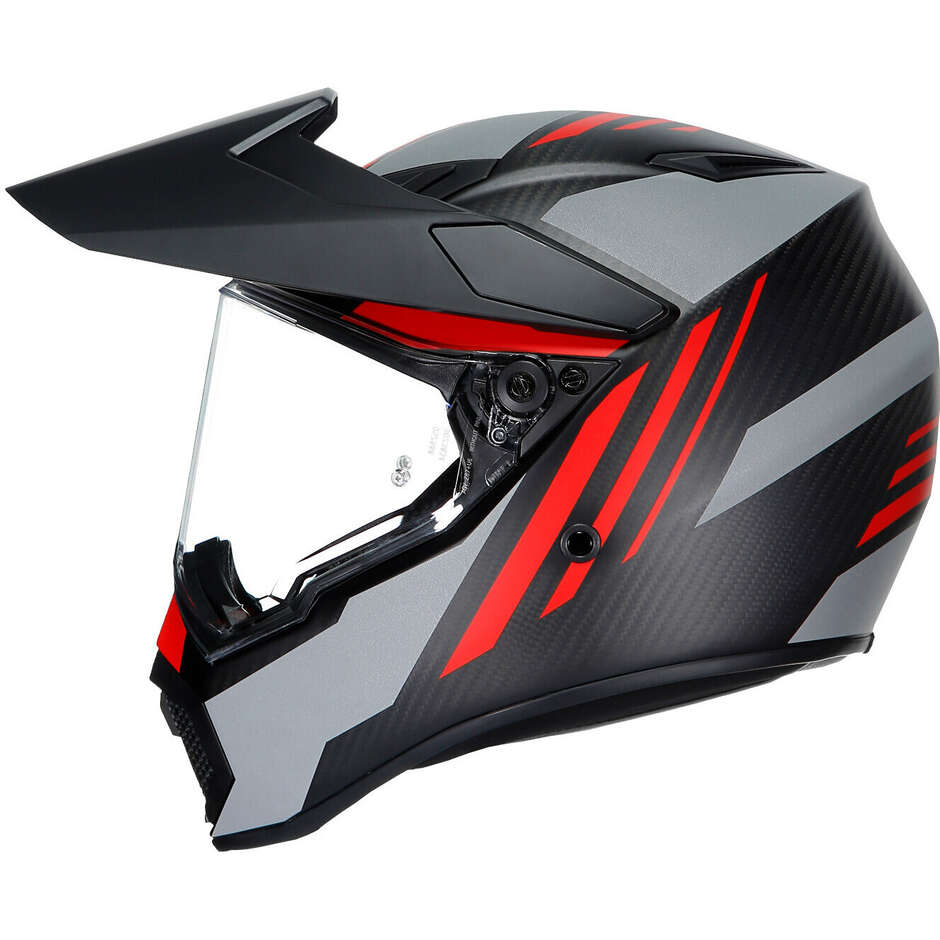 Integral Motorcycle Helmet Agv AX9 REFRACTIVE ADV Matt Carbon Red