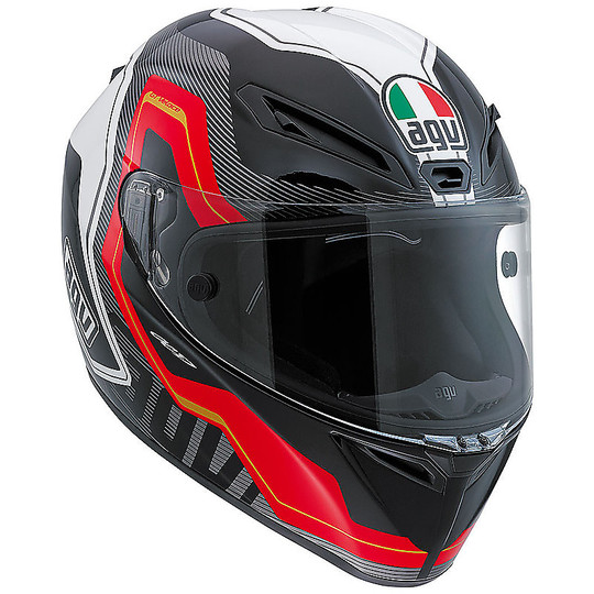 Integral Motorcycle Helmet Agv GT-Fast Sport Touring Multi Izoard Black White Red PINLOCK INCLUDED