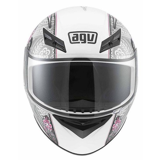 Integral Motorcycle Helmet AGV K-3 Multi Crew White-Silver-Pink