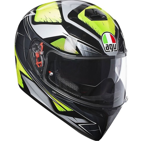 Integral Motorcycle Helmet AGV K-3 SV Liquefied Gray Yellow Fluo