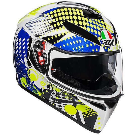 Integral Motorcycle Helmet AGV K-3 SV Multi POP White Blue Lime