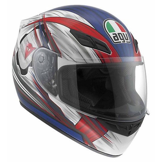 Integral Motorcycle Helmet AGV K-4 Multi Fiber Hang On White-Red-Blue