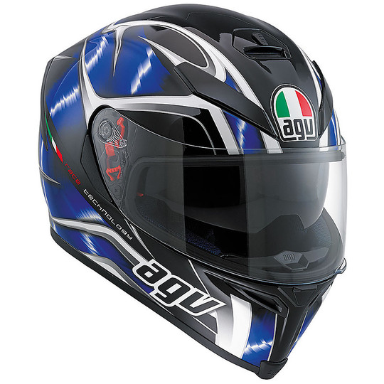 Integral Motorcycle Helmet Agv k-5 Double Visor Multi Hurricane Black White Blue