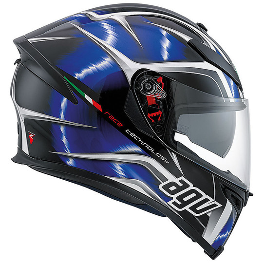 Integral Motorcycle Helmet Agv k-5 Double Visor Multi Hurricane Black White Blue